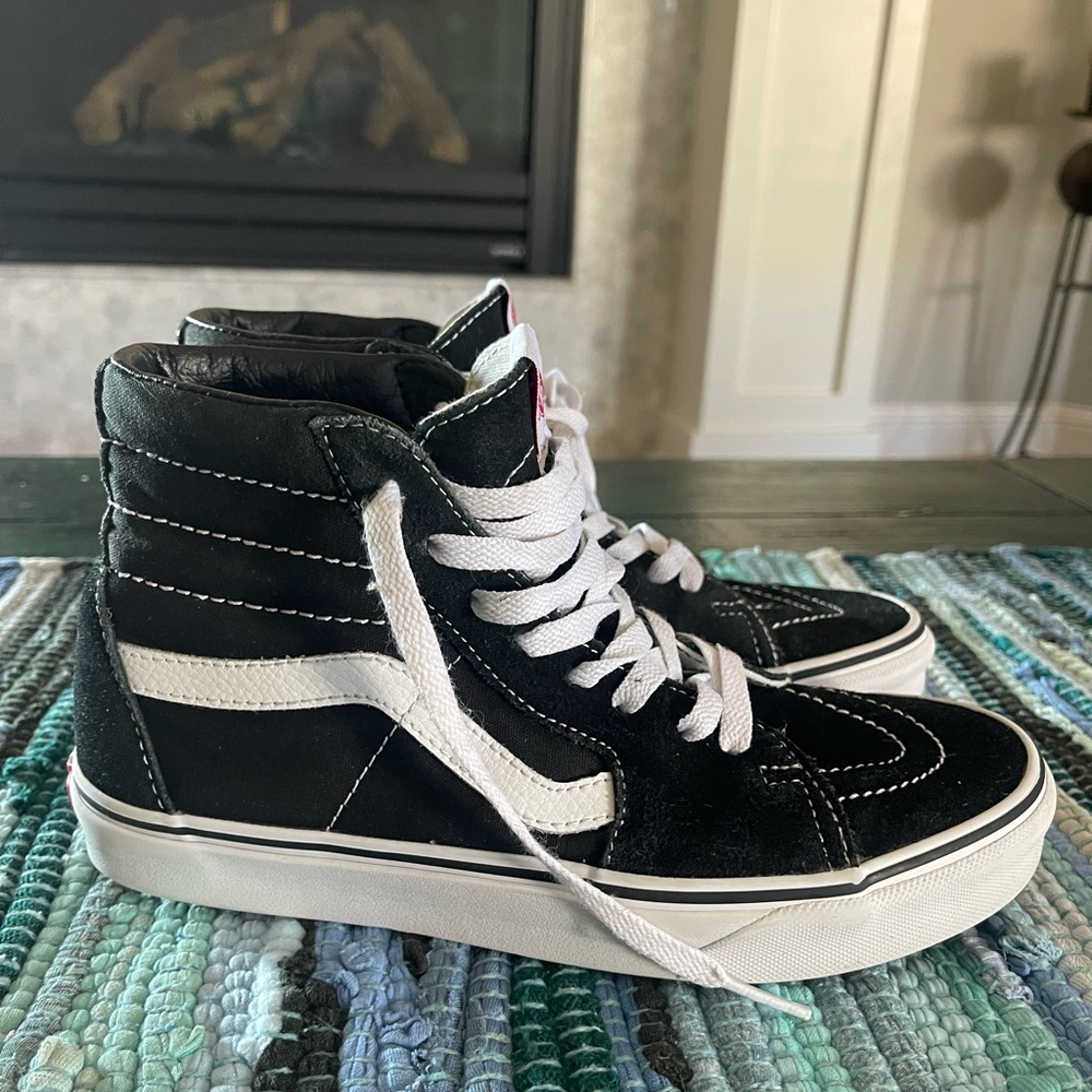 Vans Sk8Hi Lace Up Athletic Black White High Top Sne… Gem